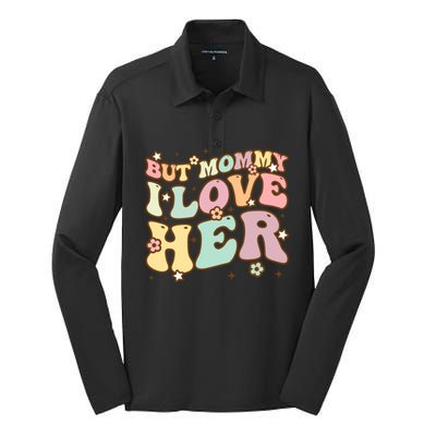 Retro But Mommy I Love Her Groovy Happy Parents Day Cool Gift Silk Touch Performance Long Sleeve Polo