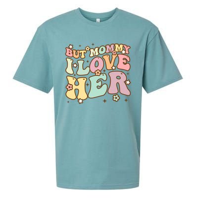 Retro But Mommy I Love Her Groovy Happy Parents Day Cool Gift Sueded Cloud Jersey T-Shirt