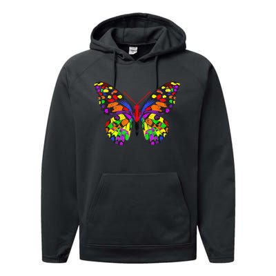 Rainbow Butterflies Monarch Butterfly Performance Fleece Hoodie