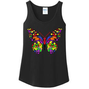 Rainbow Butterflies Monarch Butterfly Ladies Essential Tank