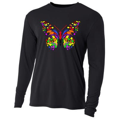 Rainbow Butterflies Monarch Butterfly Cooling Performance Long Sleeve Crew