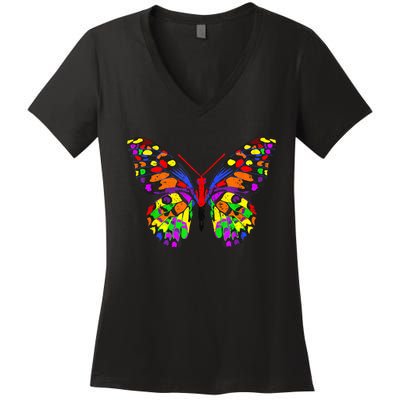 Rainbow Butterflies Monarch Butterfly Women's V-Neck T-Shirt