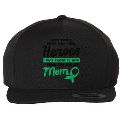 Raised By My Heroe Pink For Mom Breast Cancer Awareness Son Cute Gift Wool Snapback Cap