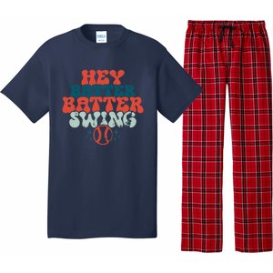 Retro Baseball Mom Hey Batter Batter Swing Funny Baseball Pajama Set