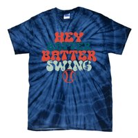 Retro Baseball Mom Hey Batter Batter Swing Funny Baseball Tie-Dye T-Shirt