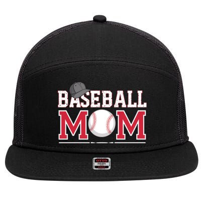 Retro Baseball Mom Mama Baseball Life Softball Life Game Day Gift 7 Panel Mesh Trucker Snapback Hat