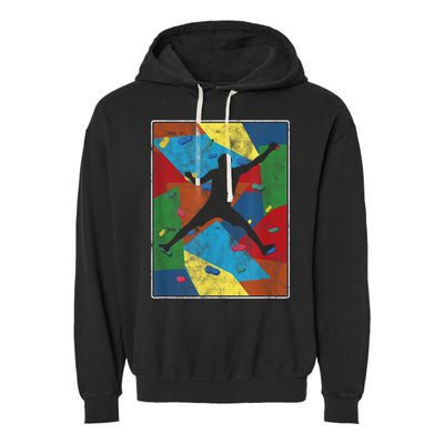Retro Bouldering Mountaineer Mountain Climber Rock Climbing Garment-Dyed Fleece Hoodie
