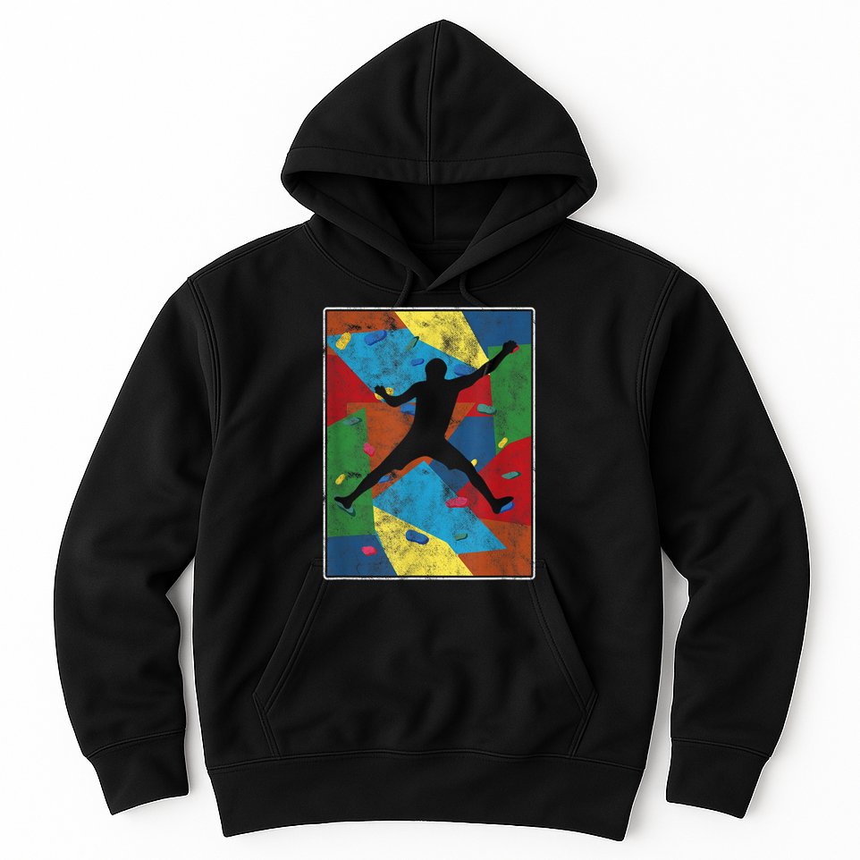 Retro Bouldering Mountaineer Mountain Climber Rock Climbing Hoodie