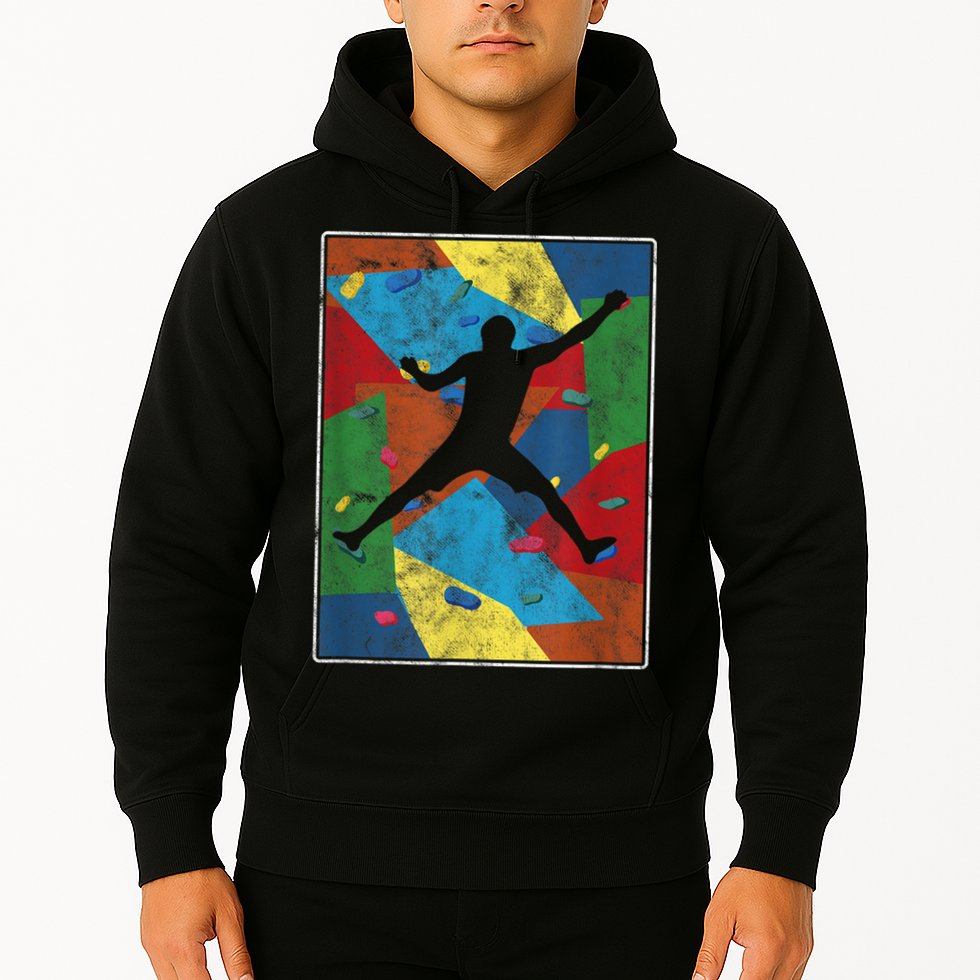 Retro Bouldering Mountaineer Mountain Climber Rock Climbing Hoodie