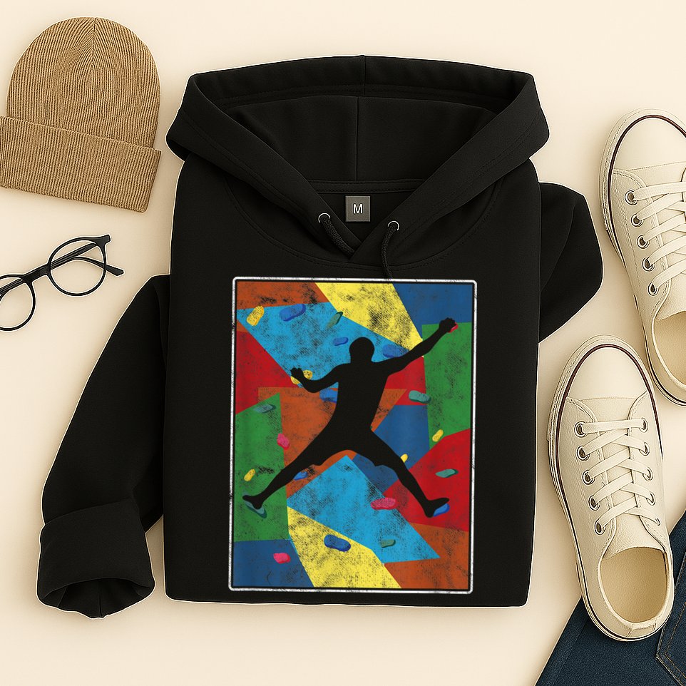 Retro Bouldering Mountaineer Mountain Climber Rock Climbing Hoodie