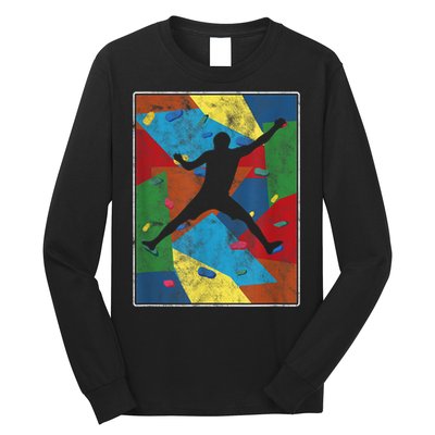 Retro Bouldering Mountaineer Mountain Climber Rock Climbing Long Sleeve Shirt