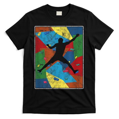 Retro Bouldering Mountaineer Mountain Climber Rock Climbing T-Shirt