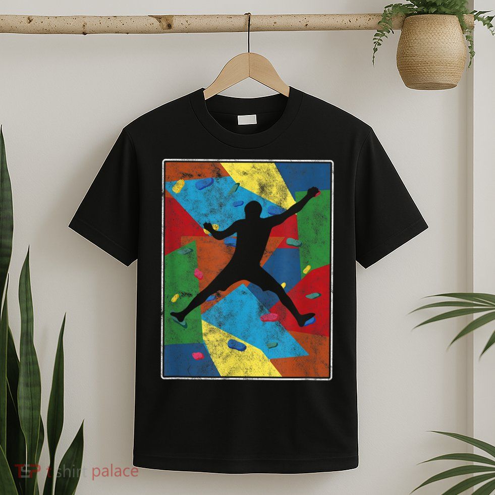 Retro Bouldering Mountaineer Mountain Climber Rock Climbing T-Shirt