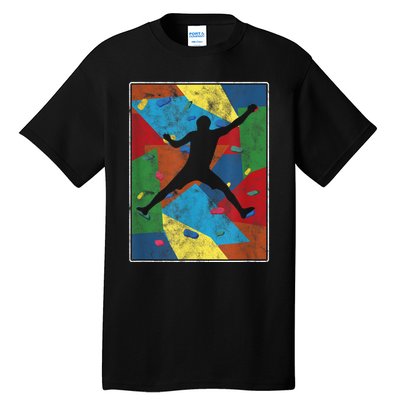 Retro Bouldering Mountaineer Mountain Climber Rock Climbing Tall T-Shirt