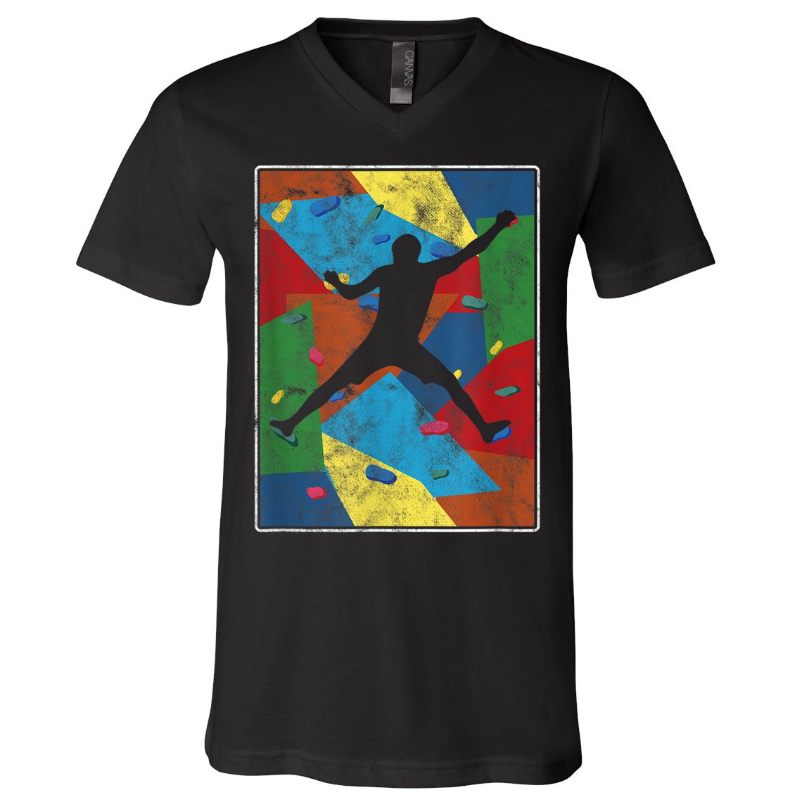 Retro Bouldering Mountaineer Mountain Climber Rock Climbing V-Neck T-Shirt