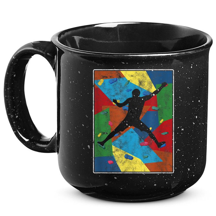 Retro Bouldering Mountaineer Mountain Climber Rock Climbing 15oz Campfire Ceramic Mug