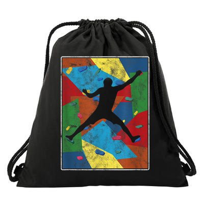 Retro Bouldering Mountaineer Mountain Climber Rock Climbing Drawstring Bag