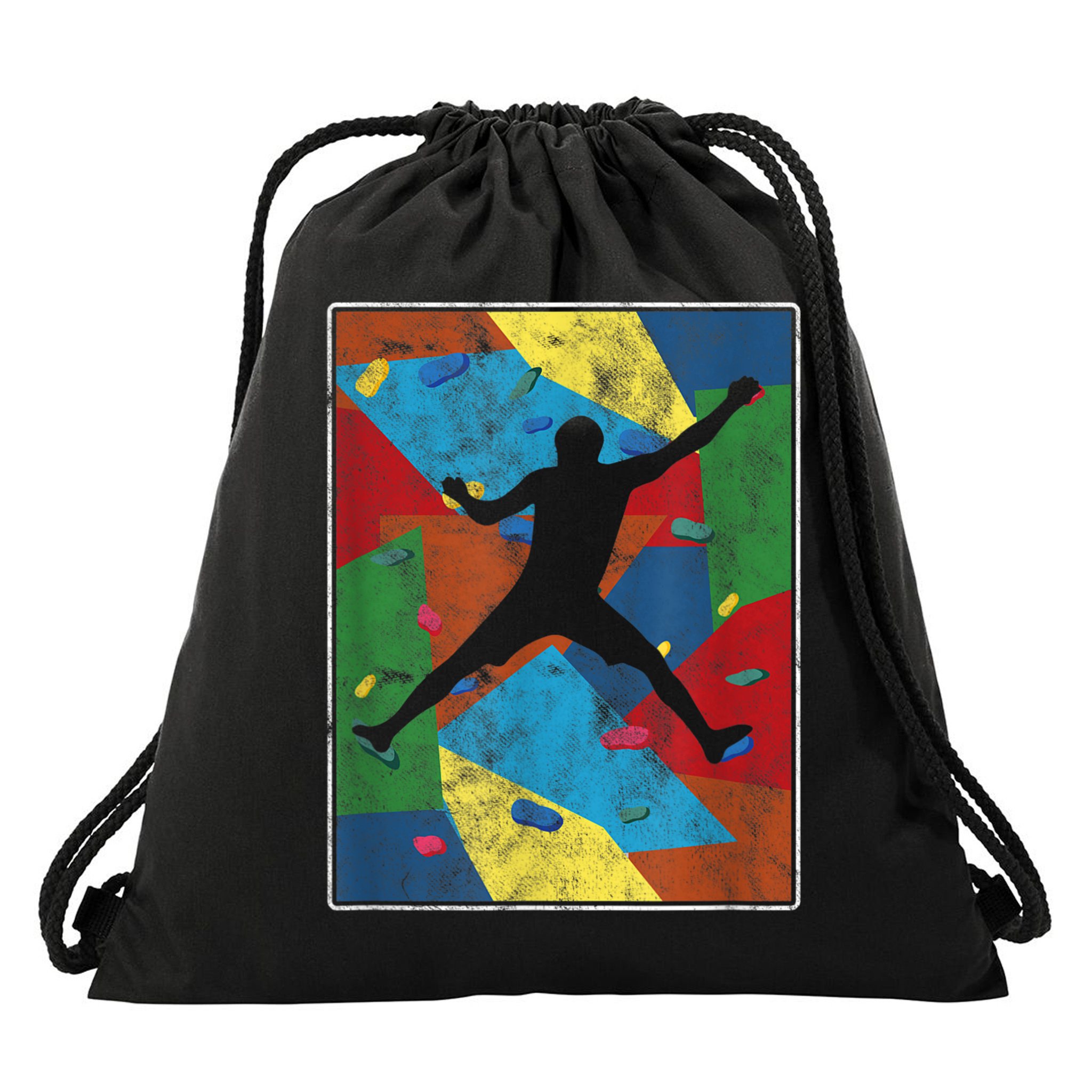 Retro Bouldering Mountaineer Mountain Climber Rock Climbing Drawstring Bag
