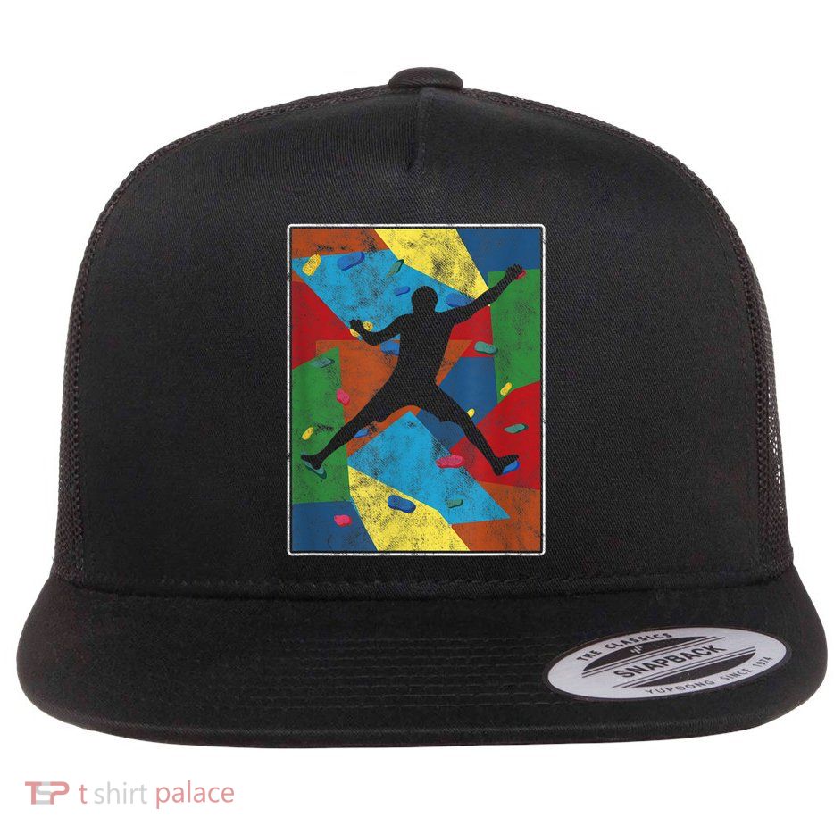 Retro Bouldering Mountaineer Mountain Climber Rock Climbing Flatbill Hat