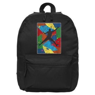 Retro Bouldering Mountaineer Mountain Climber Rock Climbing 16 in Basic Backpack