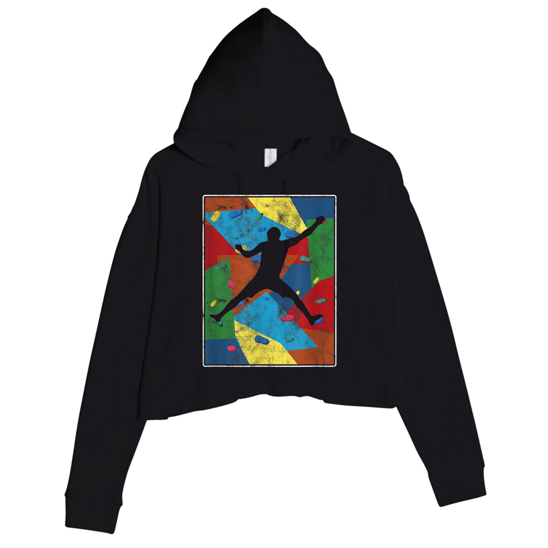 Retro Bouldering Mountaineer Mountain Climber Rock Climbing Crop Fleece Hoodie