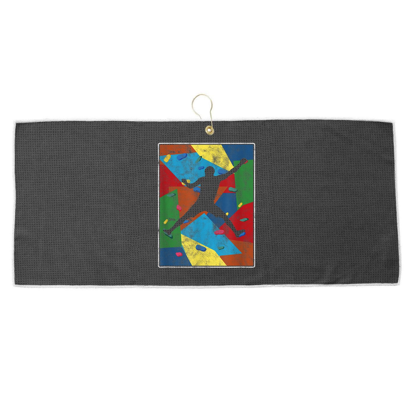 Retro Bouldering Mountaineer Mountain Climber Rock Climbing Large Microfiber Waffle Golf Towel