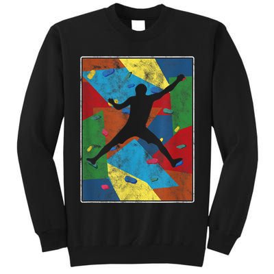 Retro Bouldering Mountaineer Mountain Climber Rock Climbing Tall Sweatshirt