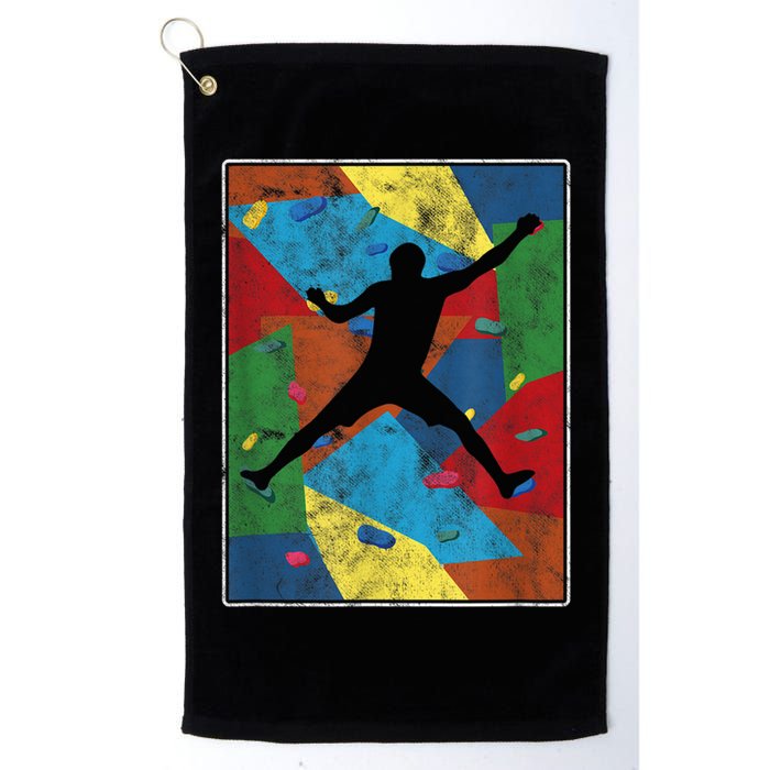 Retro Bouldering Mountaineer Mountain Climber Rock Climbing Golf Towel