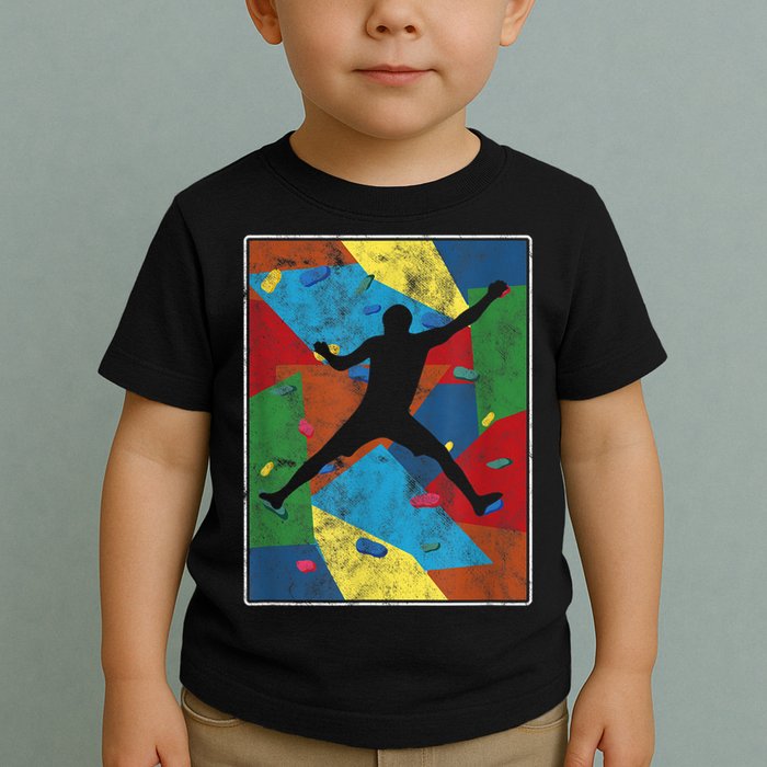 Retro Bouldering Mountaineer Mountain Climber Rock Climbing Toddler T-Shirt