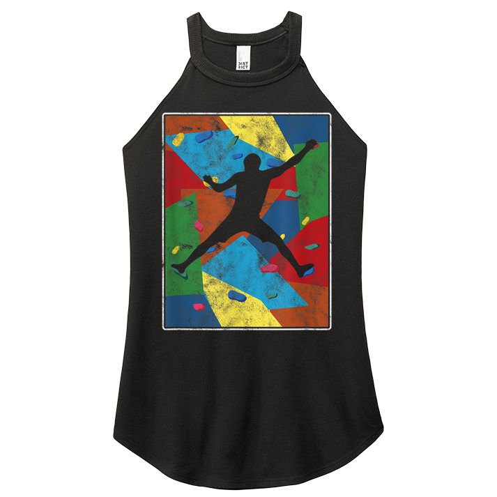 Retro Bouldering Mountaineer Mountain Climber Rock Climbing Women's Perfect Tri Rocker Tank