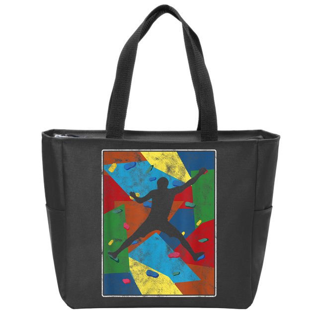 Retro Bouldering Mountaineer Mountain Climber Rock Climbing Zip Tote Bag