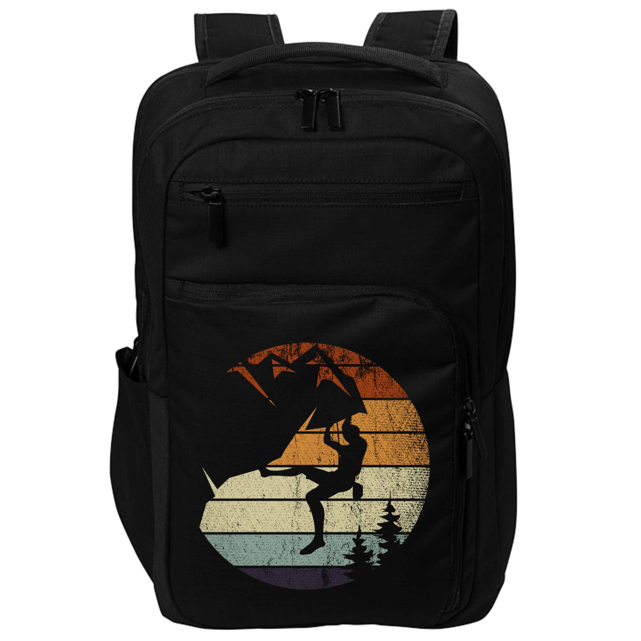 Retro Bouldering Mountain Climber Climb Sports Rock Climbing Gift Impact Tech Backpack