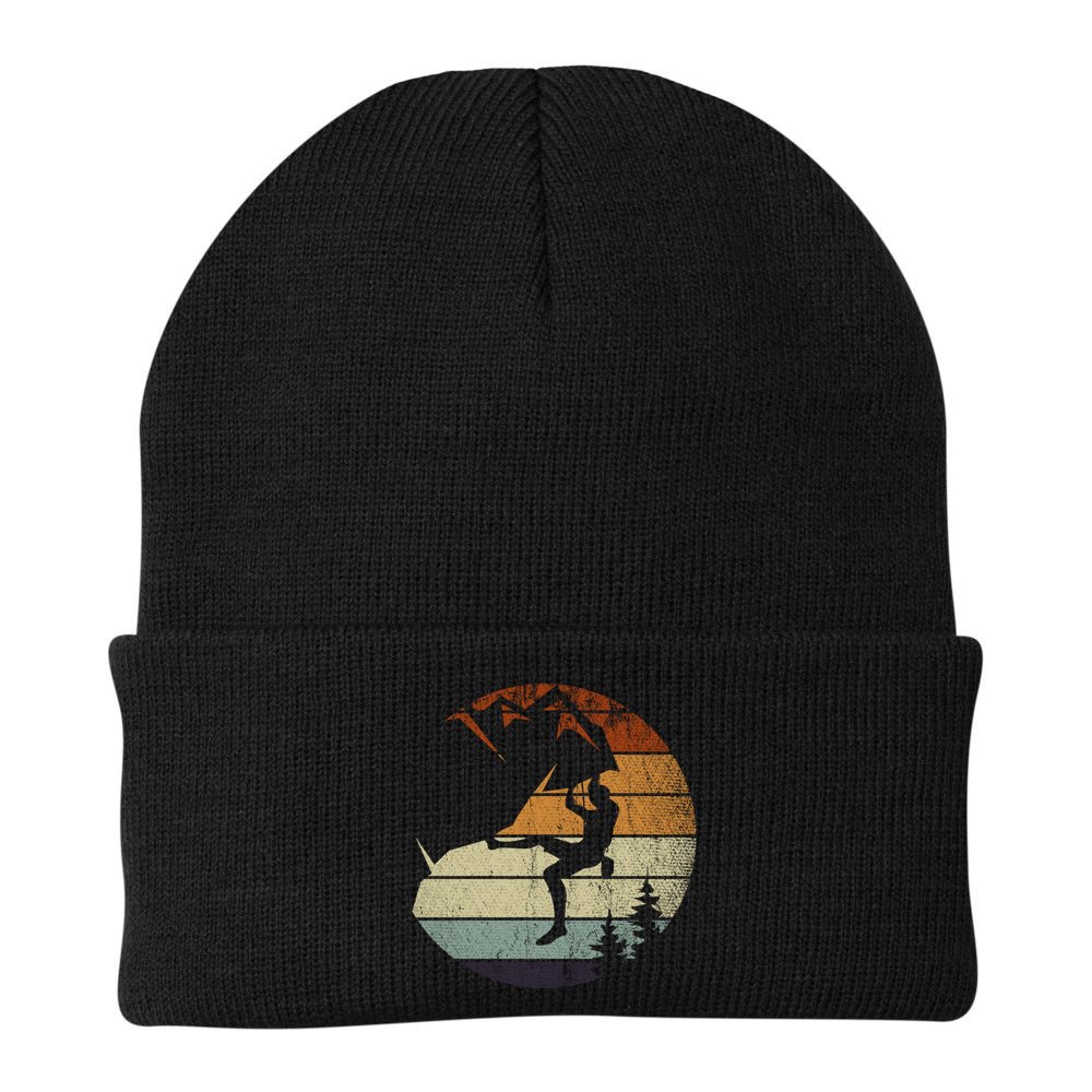 Retro Bouldering Mountain Climber Climb Sports Rock Climbing Gift Beanie