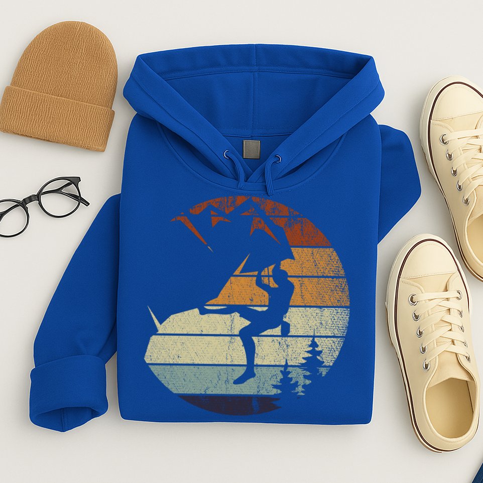 Retro Bouldering Mountain Climber Climb Sports Rock Climbing Gift Hoodie