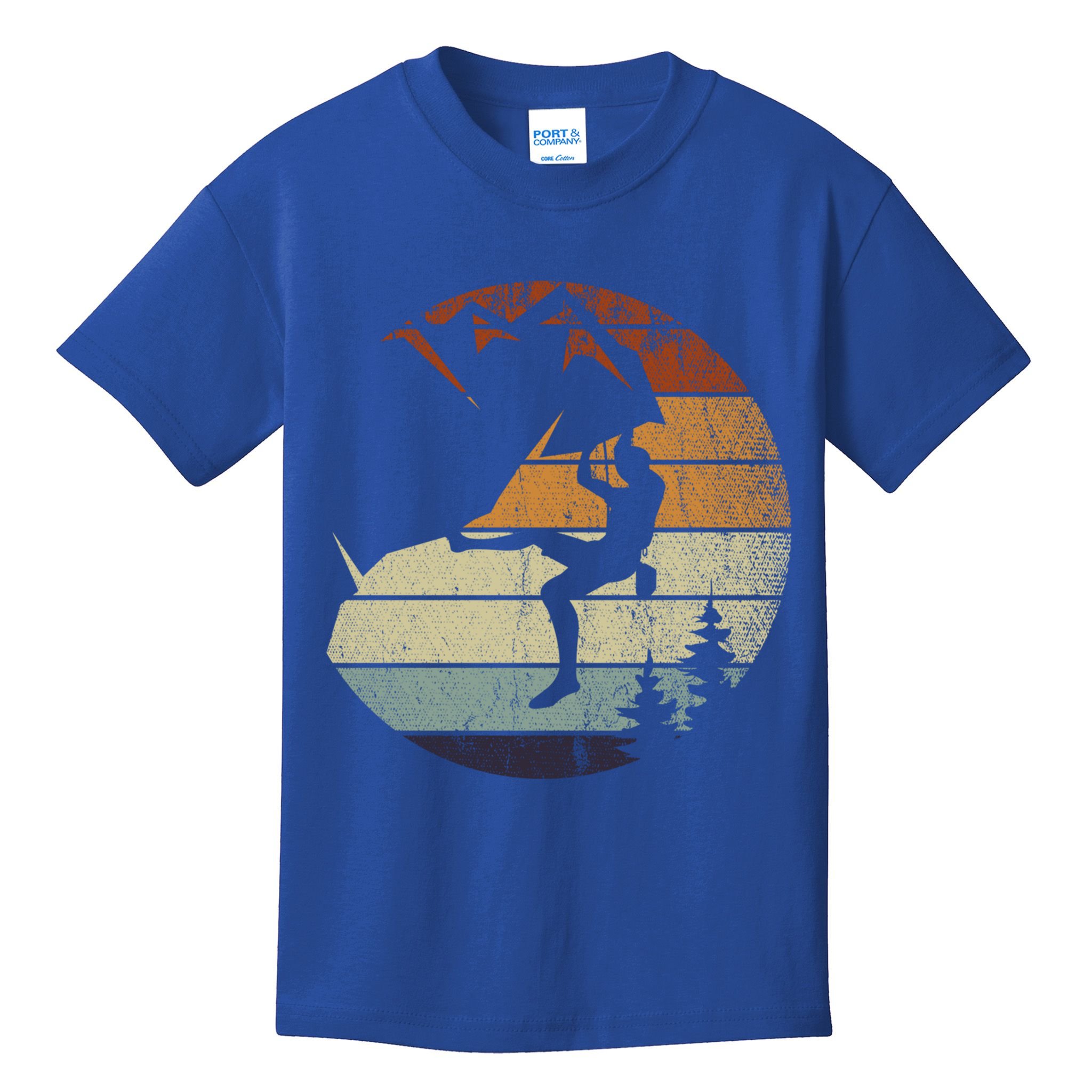 Retro Bouldering Mountain Climber Climb Sports Rock Climbing Gift Kids T-Shirt