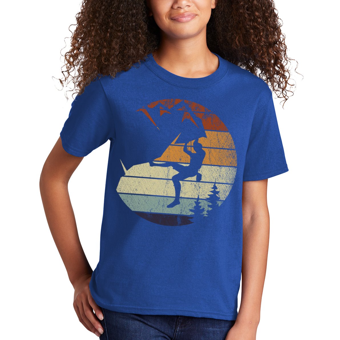 Retro Bouldering Mountain Climber Climb Sports Rock Climbing Gift Kids T-Shirt