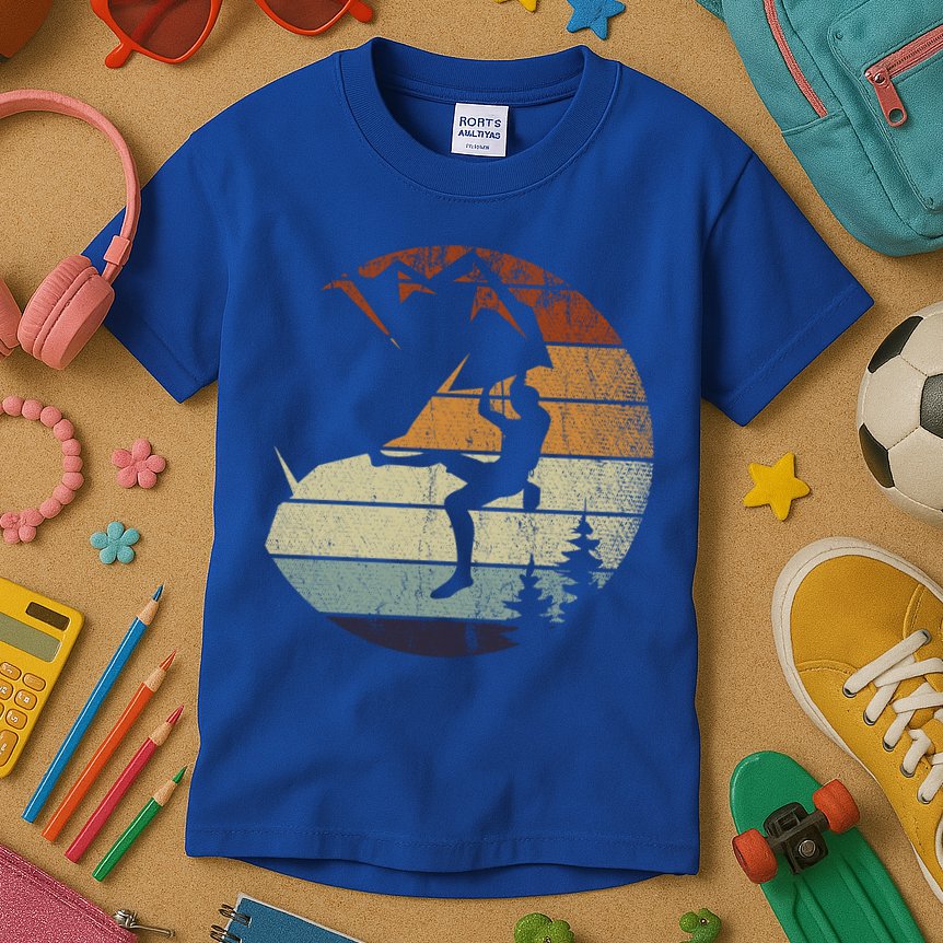 Retro Bouldering Mountain Climber Climb Sports Rock Climbing Gift Kids T-Shirt