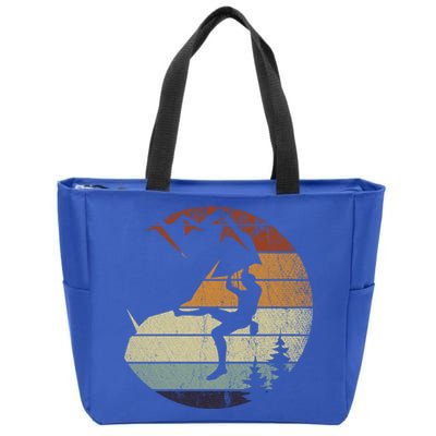 Retro Bouldering Mountain Climber Climb Sports Rock Climbing Gift Zip Tote Bag