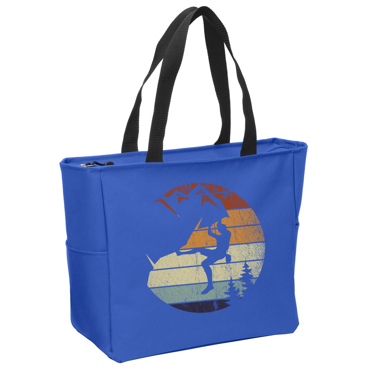 Retro Bouldering Mountain Climber Climb Sports Rock Climbing Gift Zip Tote Bag