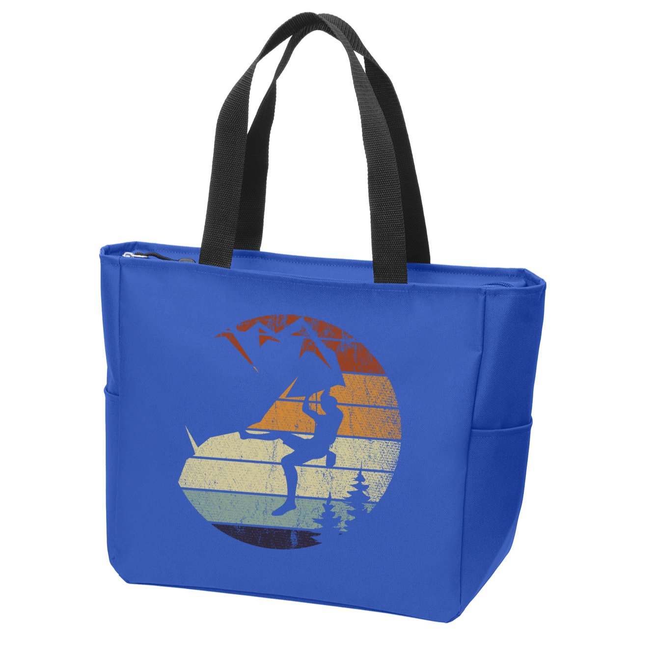 Retro Bouldering Mountain Climber Climb Sports Rock Climbing Gift Zip Tote Bag