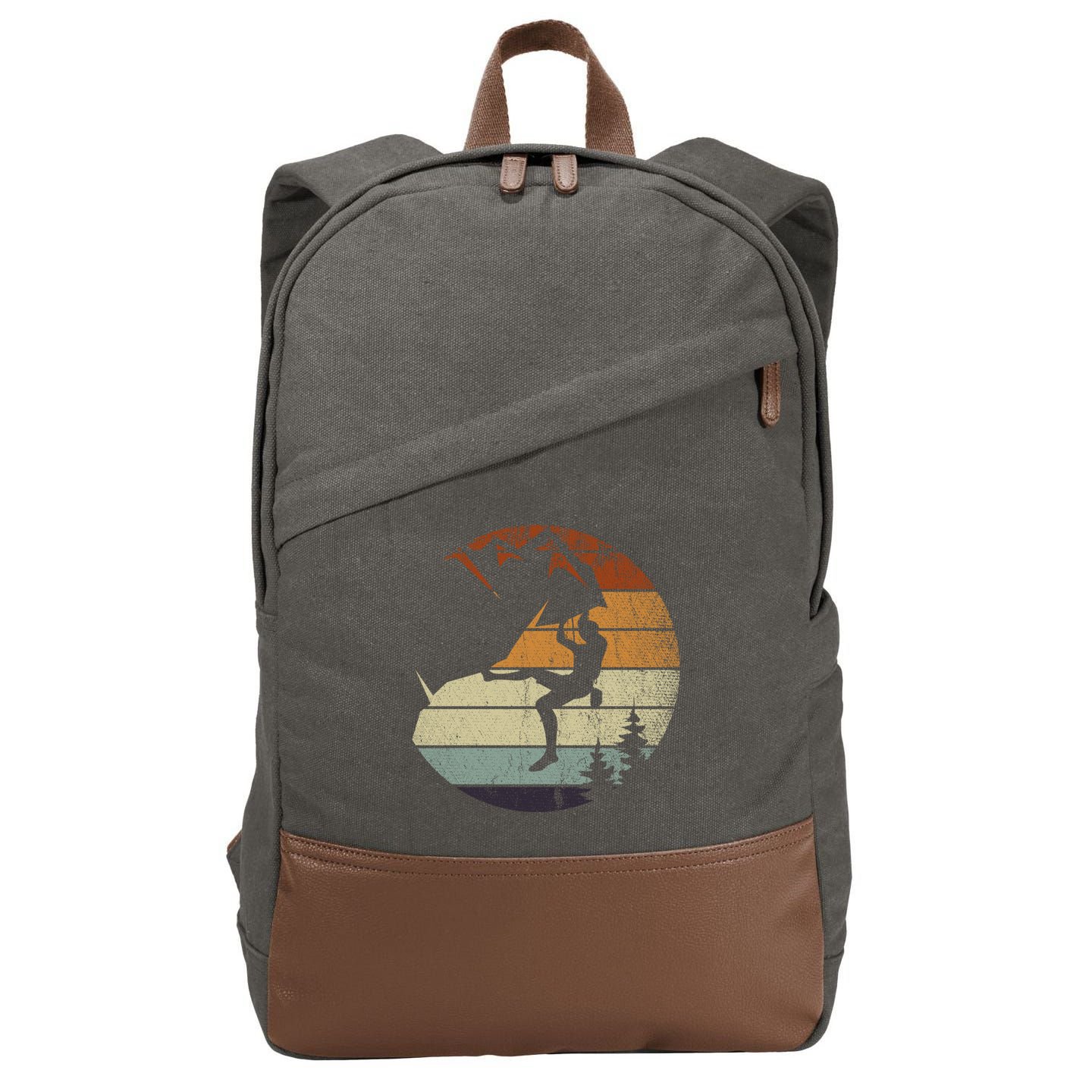 Retro Bouldering Mountain Climber Climb Sports Rock Climbing Gift Cotton Canvas Backpack