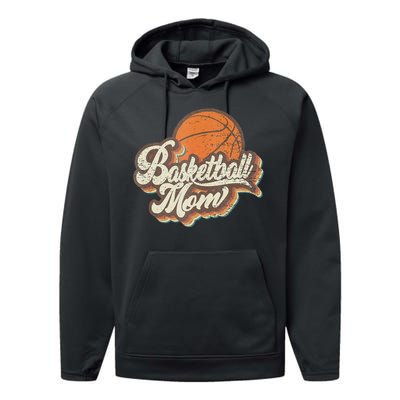 Retro Basketball Mom Sports Mama Mothers Day Performance Fleece Hoodie