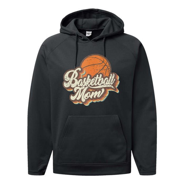 Retro Basketball Mom Sports Mama Mothers Day Performance Fleece Hoodie