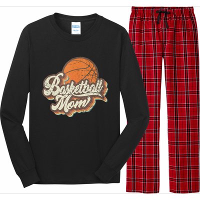 Retro Basketball Mom Sports Mama Mothers Day Long Sleeve Pajama Set