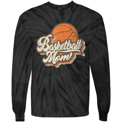 Retro Basketball Mom Sports Mama Mothers Day Tie-Dye Long Sleeve Shirt