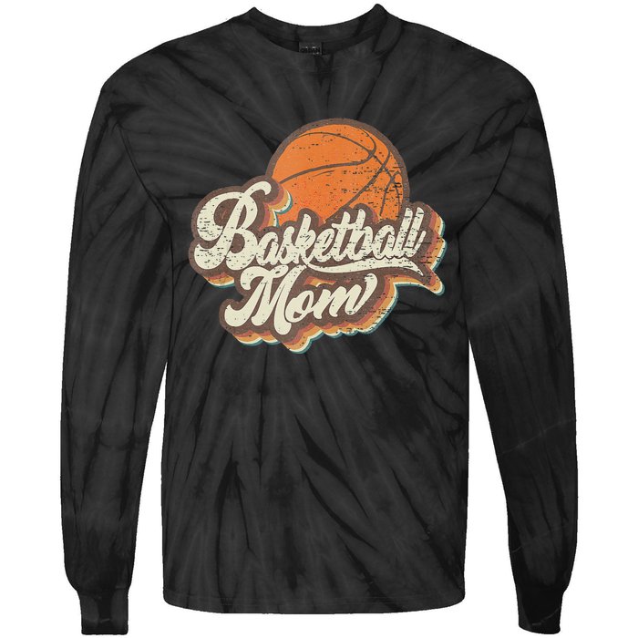 Retro Basketball Mom Sports Mama Mothers Day Tie-Dye Long Sleeve Shirt