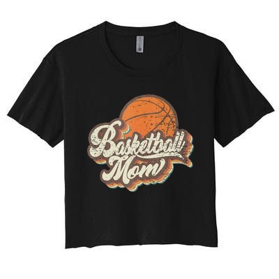 Retro Basketball Mom Sports Mama Mothers Day Women's Crop Top Tee