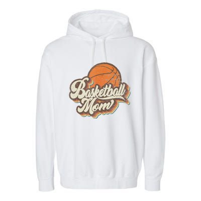 Retro Basketball Mom Sports Mama Mothers Day Garment-Dyed Fleece Hoodie