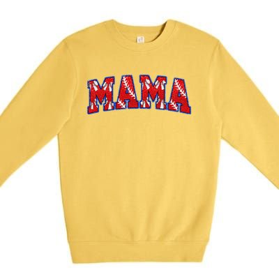 Retro Baseball Mom Mama Baseball Life Softball Life Game Day Gift Premium Crewneck Sweatshirt