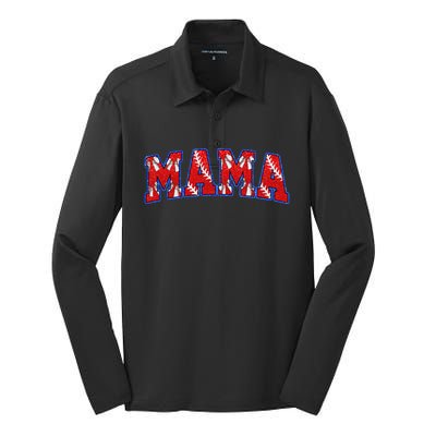 Retro Baseball Mom Mama Baseball Life Softball Life Game Day Gift Silk Touch Performance Long Sleeve Polo